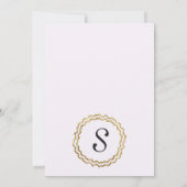 エレガントフェイクシンプル金ゴールドのアウトラインと白 招待状 (裏面)