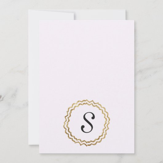 エレガントフェイクシンプル金ゴールドのアウトラインと白 招待状 (裏面)