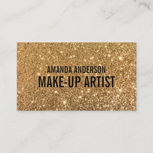 エレガントフェイクスタイリッシュ金ゴールドグリッター |名刺 名刺 (正面)