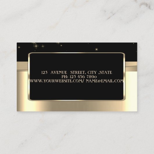 エレガントフェイクスタイリッシュ金ゴールド黒 名刺 (裏面)