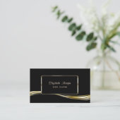 エレガントフェイクスタイリッシュ金ゴールド黒 名刺 (スタンド正面)