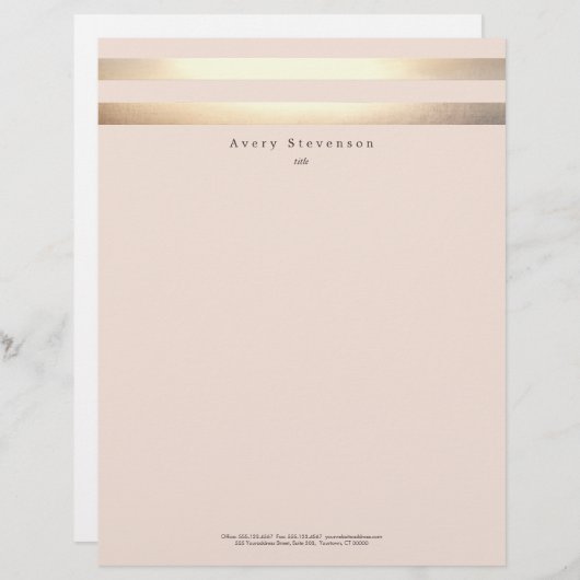 エレガントフェイクストライプの金ゴールド レターヘッド (正面/裏面)