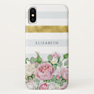エレガントフェイクストライプ金ゴールド iPhone X ケース