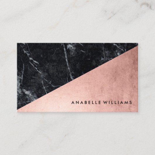 エレガントフェイクバラ金ゴールドと黒大理石 名刺 (正面)