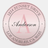 エレガントフェイクバラ金ゴールドグラデーションピンクモノグラム ラウンドシール (正面)