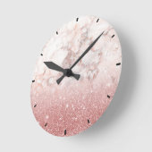エレガントフェイクバラ金ゴールドグリッターホワイトマーブルグラデーション ラウンド壁時計 (傾斜)