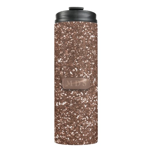 エレガントフェイクバラ金ゴールドグリッターモノグラムの タンブラー (正面)