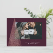 エレガントフェイクバラ金ゴールドツリー1枚の写真クリスマス シーズンカード (スタンド正面)