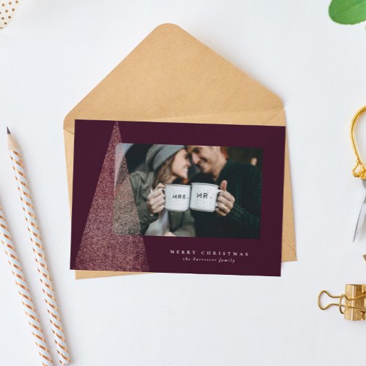 エレガントフェイクバラ金ゴールドツリー1枚の写真クリスマス シーズンカード