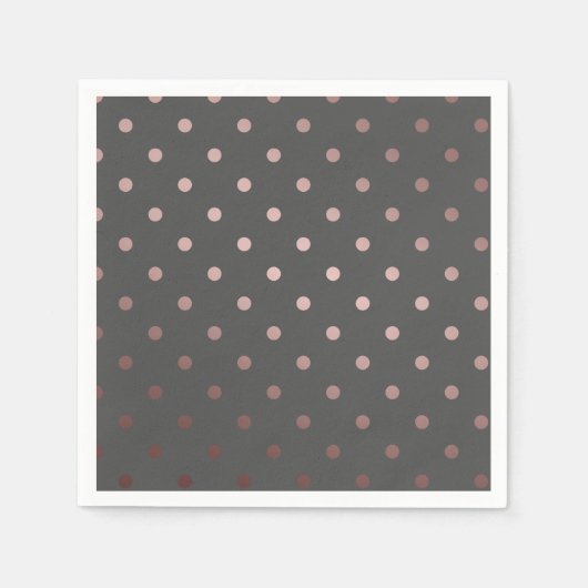 エレガントフェイクバラ金ゴールド灰色水玉模様 スタンダードカクテルナプキン (正面)