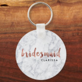 エレガントフェイクバラ金ゴールド白い大理石の花嫁 キーホルダー (正面)