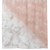 エレガントフェイクバラ金ゴールド紙吹雪白大理石画像 シャワーカーテン (正面)