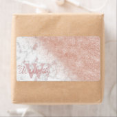 エレガントフェイクバラ金ゴールド紙吹雪白大理石画像 ラベル (インサイチュ)