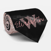 エレガントフェイクバラ金ゴールド紙吹雪黒大理石画像 ネクタイ (ロール)