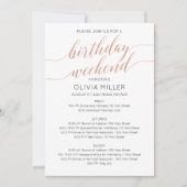 エレガントフェイクバラ金ゴールド週末誕生日旅程 招待状 (正面)