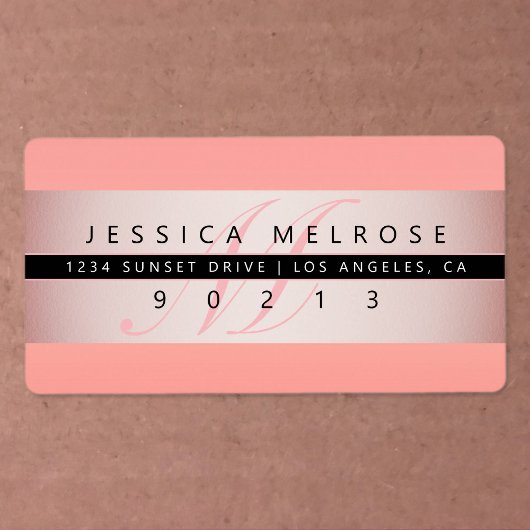 エレガントフェイクバラ金ゴールド&モノグラム差出人住所 ラベル