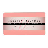 エレガントフェイクバラ金ゴールド&モノグラム差出人住所 ラベル (正面)