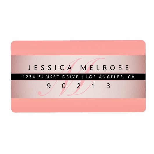 エレガントフェイクバラ金ゴールド&モノグラム差出人住所 ラベル (正面)