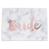 エレガントフェイクバラ金ゴールド「花嫁」白い大理石 ラージペーパーバッグ (正面)