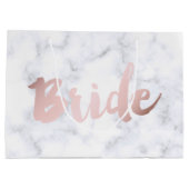 エレガントフェイクバラ金ゴールド「花嫁」白い大理石 ラージペーパーバッグ (裏面)