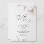 エレガントフェイクバラ金箔グリッターブライダルシャワー 招待状 (正面)