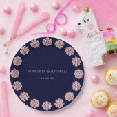 エレガントフェイクバラ・海軍フローラ結婚ズ ペーパープレート (パーティー)