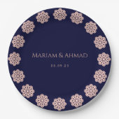 エレガントフェイクバラ・海軍フローラ結婚ズ ペーパープレート (正面)