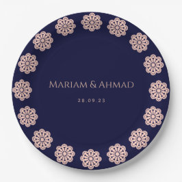 エレガントフェイクバラ・海軍フローラ結婚ズ ペーパープレート