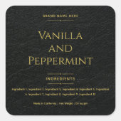 エレガントフェイクミニマル革・金ゴールド製品ラベル スクエアシール (正面)