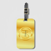 エレガントフェイクモダンテンプレートモノグラムの金ゴールド ラゲッジタグ (正面縦)