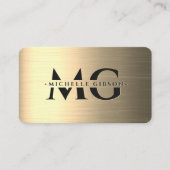 エレガントフェイクモダンマーケティングブラック金ゴールドモノグラム 名刺 (正面)