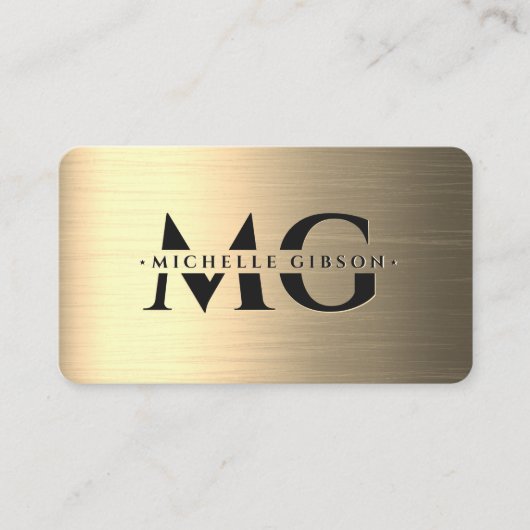 エレガントフェイクモダンマーケティングブラック金ゴールドモノグラム 名刺 (正面)