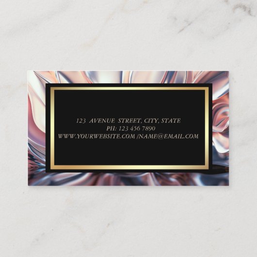 エレガントフェイクモダン金ゴールドドレス抽象芸術 名刺 (裏面)