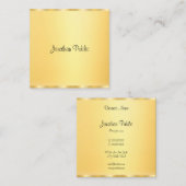 エレガントフェイクモダン金ゴールド手書きスクリプトトレンディー スクエア名刺 (正面/裏面)