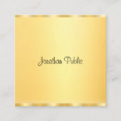 エレガントフェイクモダン金ゴールド手書きスクリプトトレンディー スクエア名刺 (正面)