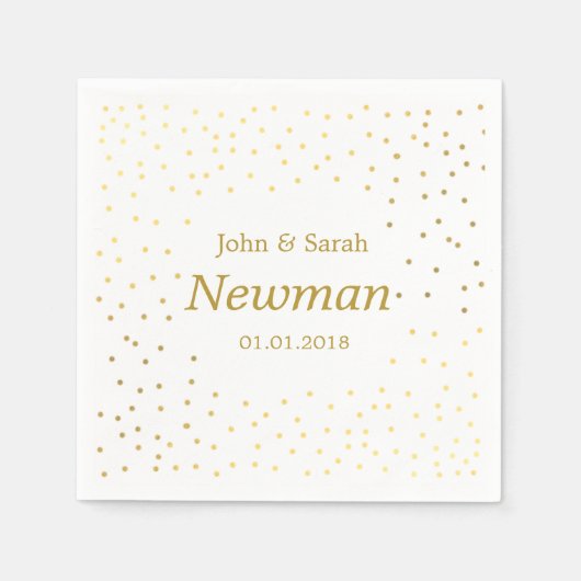エレガントフェイクモダン金ゴールド結婚水玉模様 スタンダードカクテルナプキン (正面)