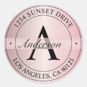 エレガントフェイクモノグラムのバラ金ゴールドとブラックアドレス ラウンドシール (正面)