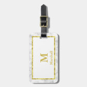 エレガントフェイク大理石縁ど金ゴールド名(モノグラム) ラゲッジタグ (正面縦)