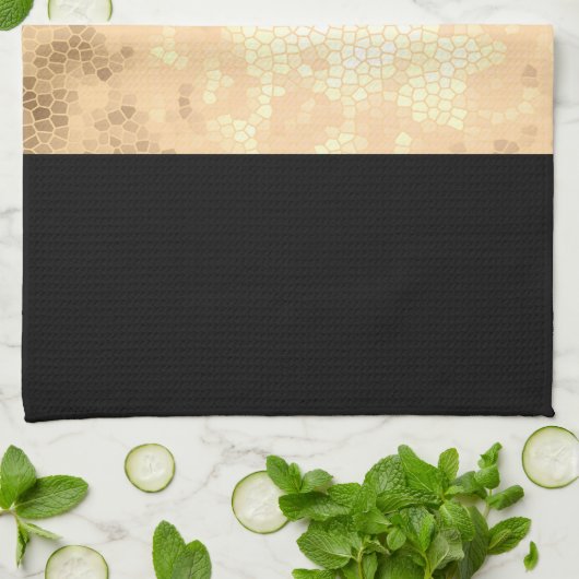 エレガントフェイク澄ん金ゴールド黒ストライプ色 キッチンタオル (折り畳み)