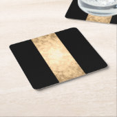 エレガントフェイク澄ん金ゴールド黒ストライプ色 スクエアペーパーコースター (アングル)