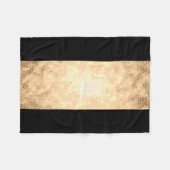 エレガントフェイク澄ん金ゴールド黒ストライプ色 フリースブランケット (正面(横))