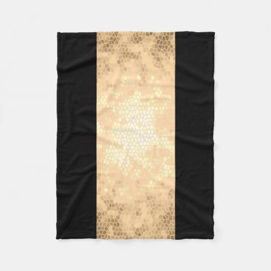 エレガントフェイク澄ん金ゴールド黒ストライプ色 フリースブランケット (正面)