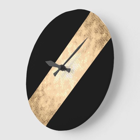 エレガントフェイク澄ん金ゴールド黒ストライプ色 ラージ壁時計 (傾斜)