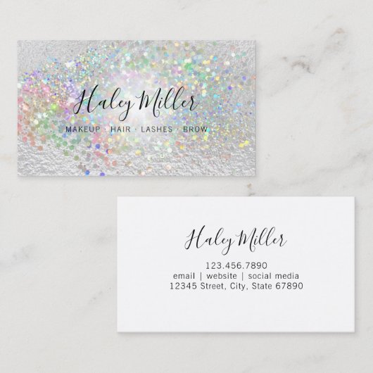 エレガントフェイク真珠光沢グリッター 名刺 (正面/裏面)
