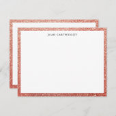 エレガントフェイク縁どバラ金ゴールドグリッター名の追加 ノートカード (正面/裏面)