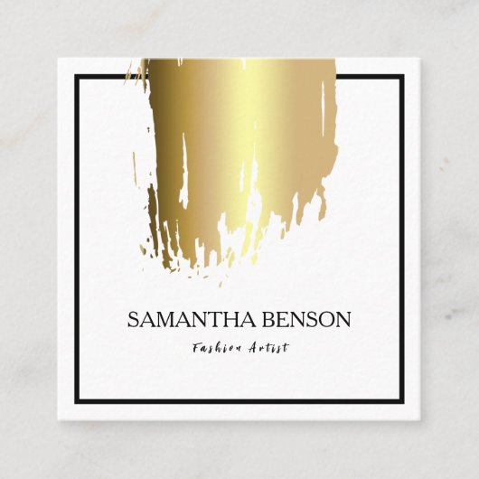エレガントフェイク芸術的金ゴールド スクエア名刺 (正面)