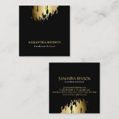 エレガントフェイク芸術的金ゴールド スクエア名刺 (正面/裏面)