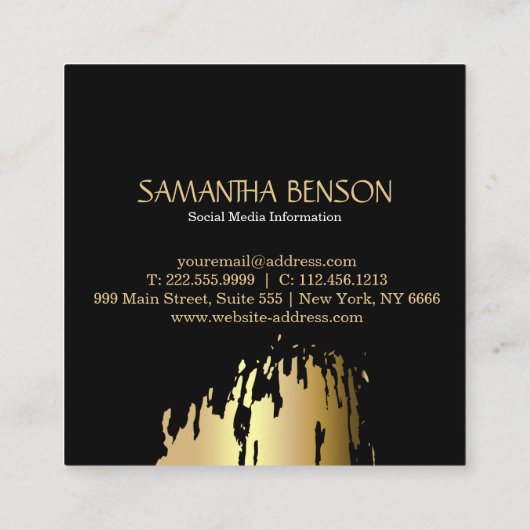 エレガントフェイク芸術的金ゴールド スクエア名刺 (裏面)