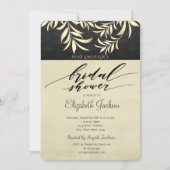 エレガントフェイク葉ブライダルシャワー 招待状 (正面)