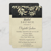 エレガントフェイク葉金ゴールドブライダルシャワー 招待状 (正面/裏面)